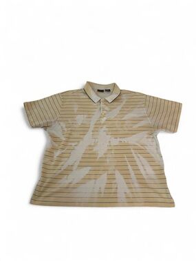 George yellow white striped cotton polo shirt with tie dye effect, size XL